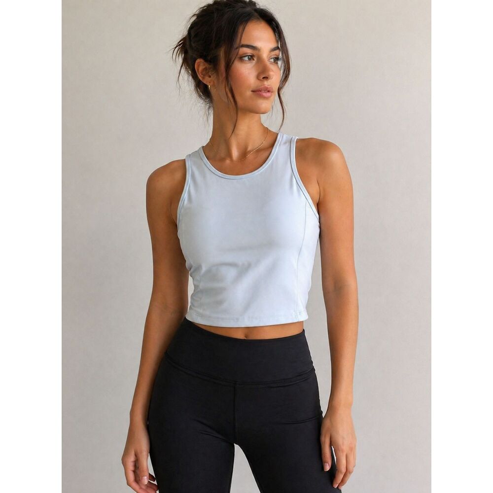 P.E Nation Women’s Active Tank Top Small Blue Cropped Athletic Workout Top